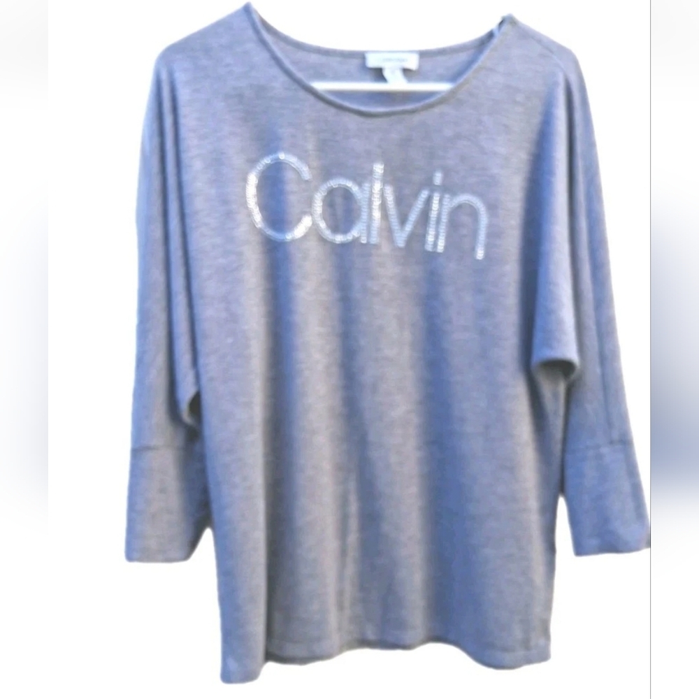 CALVIN KLEIN Studded Graphic Logo Pullover Top